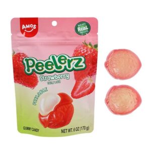 Amos Peelerz Gummy Strawberry Candy 6oz 12ct